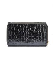 Black leather women's croco wallet PORES-0956-99(W25)