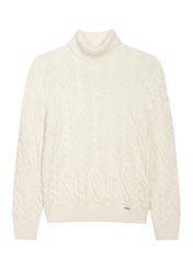 Cream men's turtleneck with decorative weave SWEMT-0206-0B(Z26), front product view on white background.