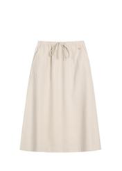 Beige viscose and linen skirt SPCDT-0124-1A(W26) - front product view, on white background.