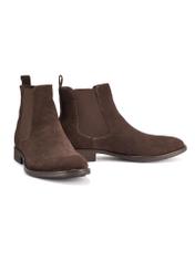 Brown suede men's Chelsea boots BUTYM-0463-90(Z25), diagonal product view on white background.