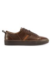 Dark brown men's leather shoes BUTYM-0430A-1I(W26), side view of the product on a white background.