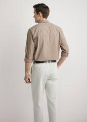 Men's cotton shirt in camel color KOSMT-0361-1D(W26), back view of the product on the model. Half of the silhouette visible.