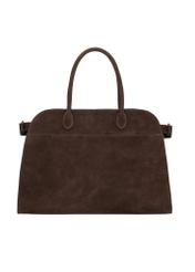 Dark brown leather shopper bag TORES-1412-1H(Z26). Back view on a white background.