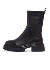 Black leather women's ankle boots BUTYD-1324-99(Z26), side view of the product on a white background.