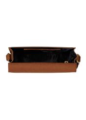 Cognac-colored suede women's handbag TORES-1356-1F(Z26), product view inside on white background.