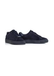 Men's navy blue leather sneakers BUTYM-0457-69(W24)-02