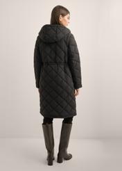 Women's black quilted jacket KURDT-0667-99(Z26), product view from the back on a model. Full body visible.