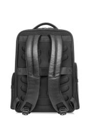 Black spacious men's backpack PLCMS-0022-99(Z25), product view from the back on a white background.