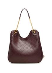 Women's burgundy shopper bag with monogram TOREC-1283-4P(Z26), product view from the back on a white background.