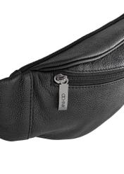 Men's black leather waist bag TORMS-0440B-99(Z25), close-up of the product detail on a white background.