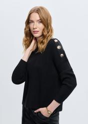 Black loose women's sweater SWEDT-0222-99(Z24)