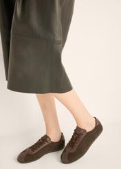 Dark brown leather women's sneakers BUTYD-1293-1I(Z26)