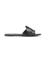 Women's black braided flip-flops BUTYD-0903C-99(W26), side view of the product on a white background.