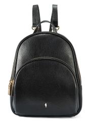 TORES-1123D-99(Z25) women's black leather backpack, front product view on white background.