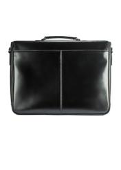 Black leather men's briefcase TORMS-0467-99(Z25) - product view from the back on a white background.