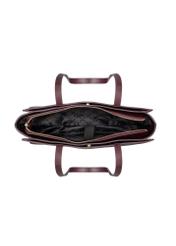 Burgundy leather women's laptop bag TORES-1343-4D(Z26), product view from the inside on a white background.