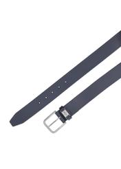 Navy blue men's leather belt PASMS-0273-69(Z26), close-up of the product clasp, view on a white background.