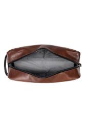 Men's brown leather cosmetic bag TORMS-0106-1H(W26), product view inside on white background.