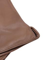 Women's camel leather gloves REKDS-0001A-1D(Z26), close-up of product detail, view on white background.