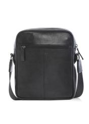 Men's black leather messenger bag TORMS-0499-99(W26), back view of the product on a white background.