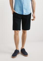 Navy blue suede sports shoes BUTYM-0543-7D(W26), front view of the product on the model's feet.