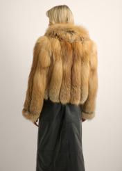 Women's natural fur coat in red color FUTDF-0110-3D(Z26)