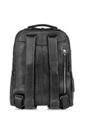 Large black leather men's backpack PLCMS-0019A-99(Z25) - product view from the back on a white background.
