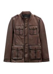 Brown men's leather jacket KURMS-0426-1H(Z26)