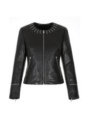 Women's leather jacket with rhinestones KURDS-0356-5339(W22)-04