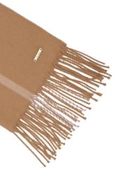 Large women's scarf in camel, model SZADT-0100-1L(Z26); close-up of product detail on a white background.