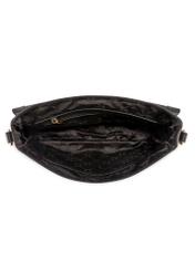 Black leather messenger bag TORES-1266-9I(W26) - product view from above, on white background.