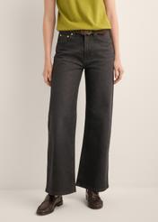 Women's black wide-leg jeans JEADT-0018-99(Z26), front view of the product on the model. Half of the silhouette visible.