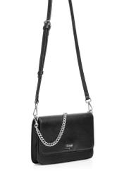 Black women's handbag with chain TOREC-1047-99(Z25), product view with strap on white background.