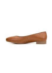 Women's leather ballet flats in cognac color BUTYD-1049B-1F(W26), side view of the product on a white background.