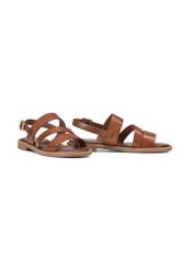 Women's leather sandals in cognac color BUTYD-1152-1F(W26), diagonal product view on a white background.