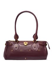 Burgundy leather shoulder bag TORES-1369-4D(Z26), front product view on white background.