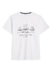 Men's white T-shirt with print TSHMT-0151-0B(W26), front product view on a white background.