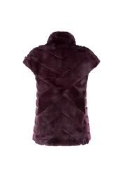 Bordowe futro damskie z kapturem naturalne FUTDT-0023-5513(Z20)-04