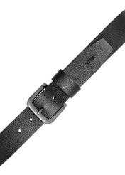 Black leather women's belt PASDS-0312A-99(Z25), product view with buckle on white background.