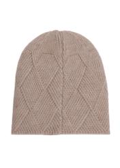 Beige women's winter hat CZADT-0193A-1B(Z26) - back view of the product on a white background.