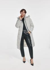 Gray long winter jacket for women KURDT-0464-81(Z24)-01