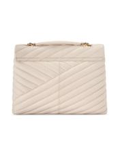 Cream leather women's handbag with quilting TORES-1286-0B(W26) - product view from the back, on a white background.