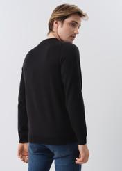 Men's black wool sweater SWEMT-0139-99(Z23)-02