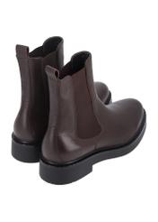 Dark brown leather men's Chelsea boots BUTYM-0462-1I(Z26), product view from the back on a white background.