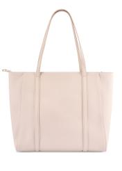 Cream monogram shopper bag TOREC-1160-0B(W26), back view of the product on a white background.