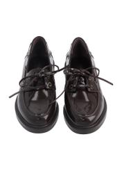 Women's dark brown leather moccasins BUTYD-1313-1I(Z26), front product view on white background.