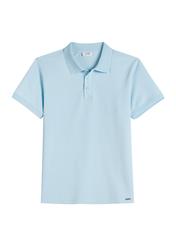 Blue men's polo shirt POLMT-0089-7A(W26), front product view on white background.