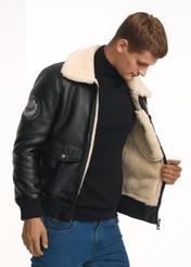 Black men's sheepskin coat TOP GUN FUTMP-0003-99(Z24)-04