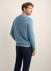 Blue ribbed men's sweater SWEMT-0193-7B(Z26). Back view of the product on a model. Half of the silhouette is visible.