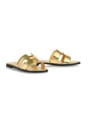 Women's gold leather flip-flops BUTYD-0725B-28(W24)-02